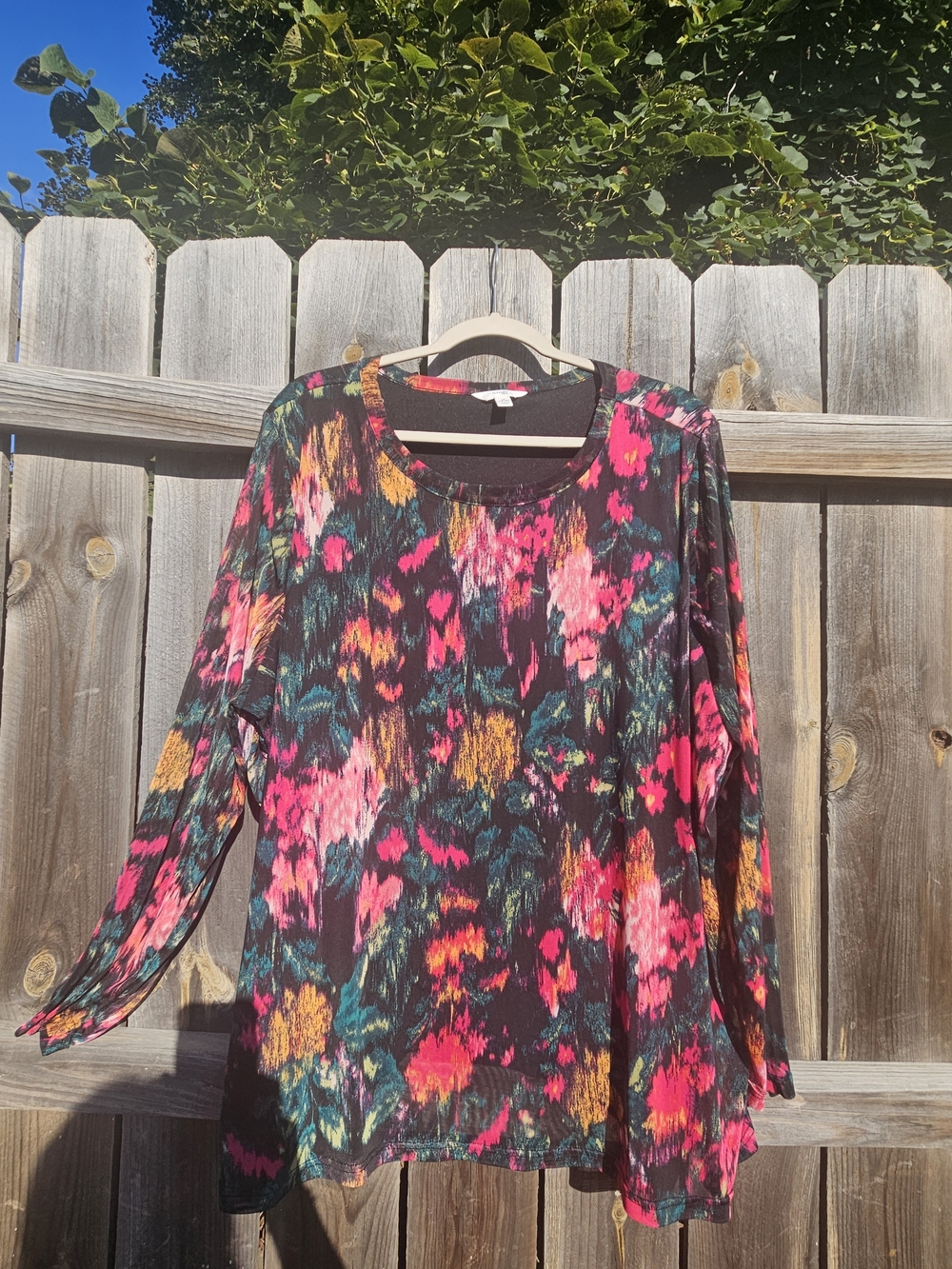 Terra & Sky Artsy Bohemian Knit Tunic Women's Size 3X Vibrant Floral